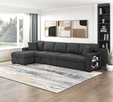 9630BK*3LC2R (3)SECTIONAL WITH LEFT CHAISE, PULL-OUT BED, HIDDEN STORAGES AND SHELVES, CHARGING PORTS from Homelegance - Luna Furniture