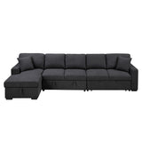 9630BK*3LC2R (3)SECTIONAL WITH LEFT CHAISE, PULL-OUT BED, HIDDEN STORAGES AND SHELVES, CHARGING PORTS from Homelegance - Luna Furniture
