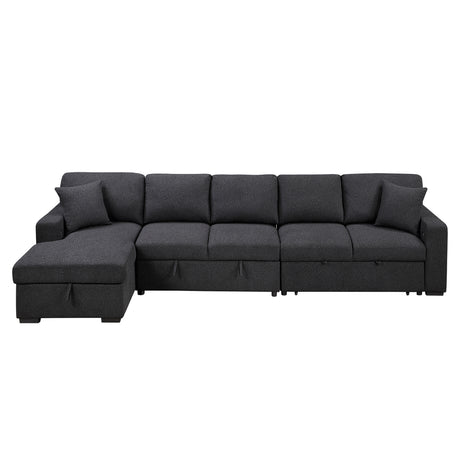 Pompano Black Boucle 3-Piece Sectional with Left Chaise and Pull-out Bed from Homelegance - Luna Furniture