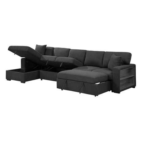 Pompano Black Boucle 3-Piece Sectional with Left Chaise and Pull-out Bed from Homelegance - Luna Furniture