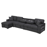 9630BK*3LC2R (3)SECTIONAL WITH LEFT CHAISE, PULL-OUT BED, HIDDEN STORAGES AND SHELVES, CHARGING PORTS from Homelegance - Luna Furniture