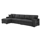 9630BK*3LC2R (3)SECTIONAL WITH LEFT CHAISE, PULL-OUT BED, HIDDEN STORAGES AND SHELVES, CHARGING PORTS from Homelegance - Luna Furniture