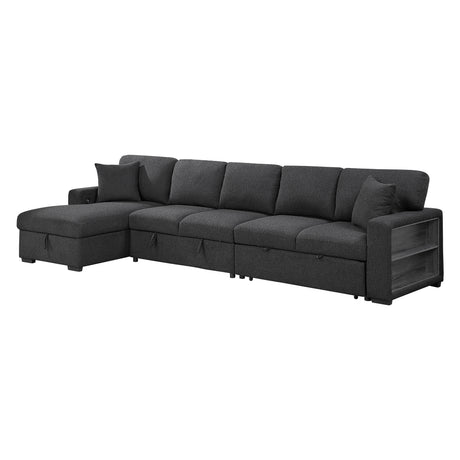 Pompano Black Boucle 3-Piece Sectional with Left Chaise and Pull-out Bed from Homelegance - Luna Furniture