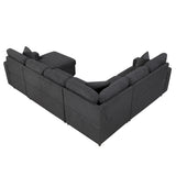 9630BK*42LRC (4)SECTIONAL WITH RIGHT CHAISE, PULL-OUT BED, HIDDEN STORAGES AND SHELVES, CHARGING PORTS from Homelegance - Luna Furniture