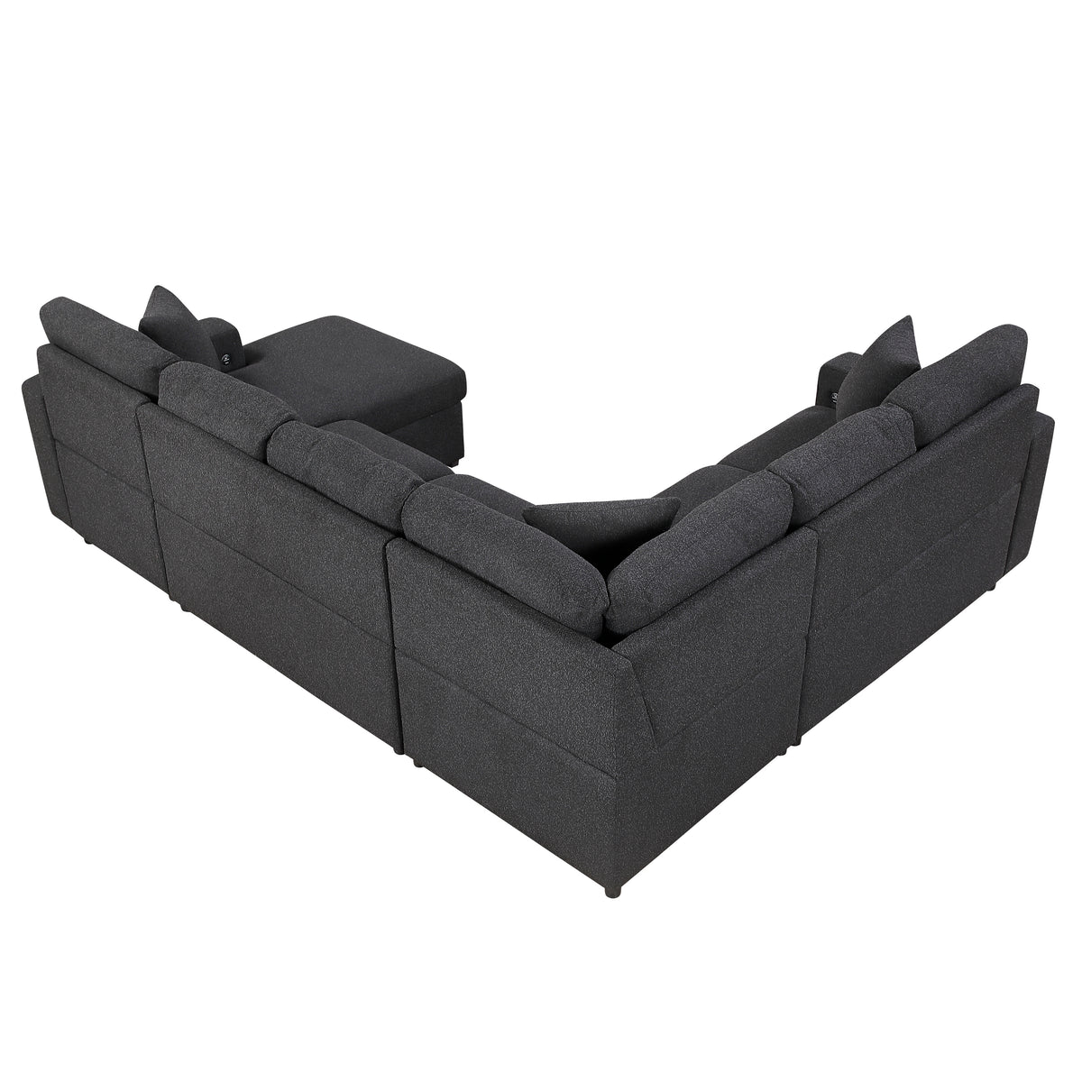 Pompano Black Boucle 3-Piece Sectional with Left Chaise and Pull-out Bed from Homelegance - Luna Furniture