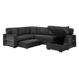 9630BK*42LRC (4)SECTIONAL WITH RIGHT CHAISE, PULL-OUT BED, HIDDEN STORAGES AND SHELVES, CHARGING PORTS from Homelegance - Luna Furniture