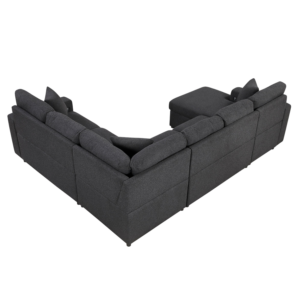9630BK*4LC2R (4)SECTIONAL WITH LEFT CHAISE, PULL-OUT BED, HIDDEN STORAGES AND SHELVES, CHARGING PORTS from Homelegance - Luna Furniture