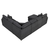 9630BK*4LC2R (4)SECTIONAL WITH LEFT CHAISE, PULL-OUT BED, HIDDEN STORAGES AND SHELVES, CHARGING PORTS from Homelegance - Luna Furniture