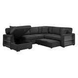 9630BK*4LC2R (4)SECTIONAL WITH LEFT CHAISE, PULL-OUT BED, HIDDEN STORAGES AND SHELVES, CHARGING PORTS from Homelegance - Luna Furniture
