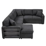 9630BK*4LC2R (4)SECTIONAL WITH LEFT CHAISE, PULL-OUT BED, HIDDEN STORAGES AND SHELVES, CHARGING PORTS from Homelegance - Luna Furniture