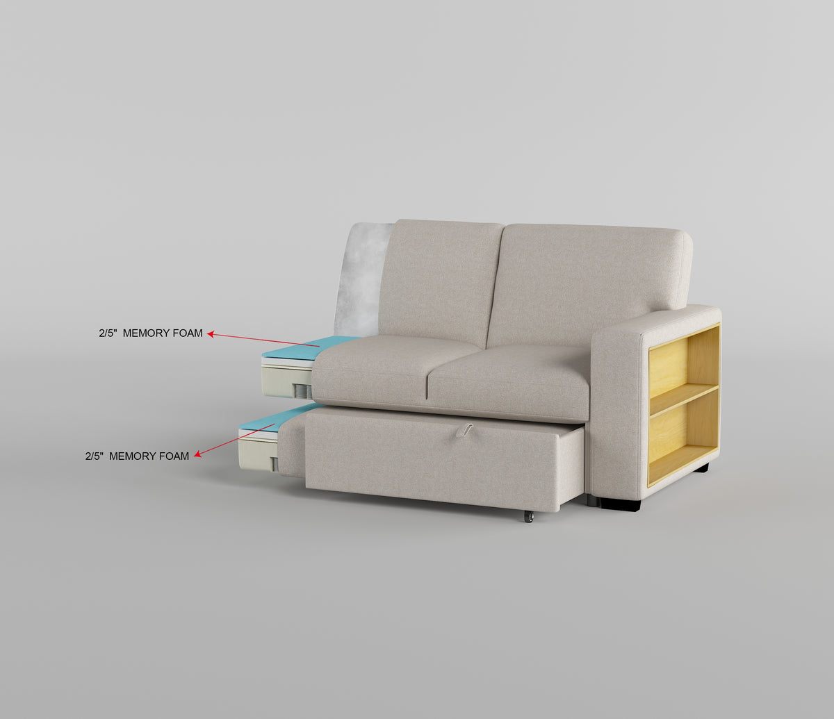 Pompano Beige Boucle Sectional with Left Chaise, Pull-out Bed and Hidden Storage from Homelegance - Luna Furniture