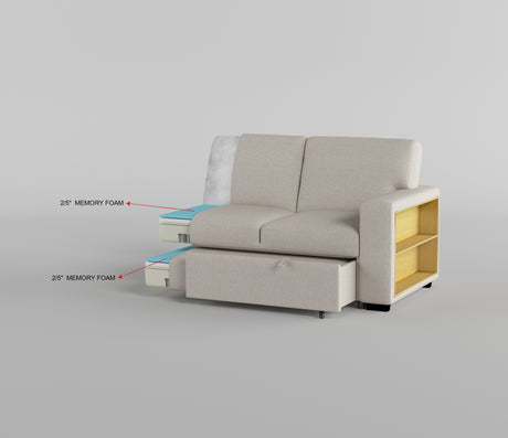 Pompano Beige Boucle Sectional with Left Chaise, Pull-out Bed and Hidden Storage from Homelegance - Luna Furniture
