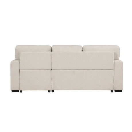 Pompano Beige 2-Piece Sectional with Right Chaise, Pull-out Bed and Hidden Storage, Charging Ports from Homelegance - Luna Furniture