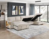 9630BE*32LRC (3)Sectional with Right Chaise, Pull-out Bed and Hidden Storages, Charging Ports from Homelegance - Luna Furniture