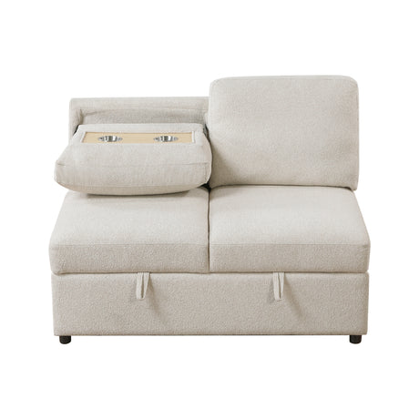 Pompano Beige 3-Piece Sectional with Left Chaise, Pull-out Bed and Hidden Storages, Charging Ports from Homelegance - Luna Furniture