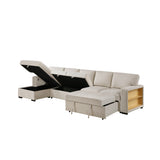 9630BE*3LC2R (3)Sectional with Left Chaise, Pull-out Bed and Hidden Storages, Charging Ports from Homelegance - Luna Furniture