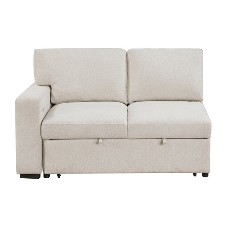 Pompano Beige 4-Piece Sectional with Right Chaise, Pull-out Bed and Hidden Storages, Charging Ports from Homelegance - Luna Furniture