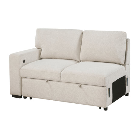 Pompano Beige 4-Piece Sectional with Right Chaise, Pull-out Bed and Hidden Storages, Charging Ports from Homelegance - Luna Furniture
