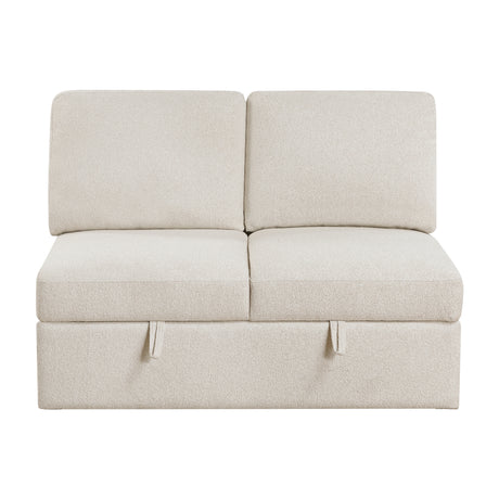 Pompano Beige 4-Piece Sectional with Left Chaise, Pull-out Bed and Hidden Storages, Charging Ports from Homelegance - Luna Furniture