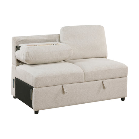 Pompano Beige 4-Piece Sectional with Left Chaise, Pull-out Bed and Hidden Storages, Charging Ports from Homelegance - Luna Furniture
