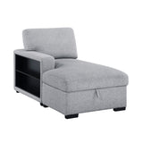 Pompano Gray Left-Side Storage Chaise with Charging Ports from Homelegance - Luna Furniture
