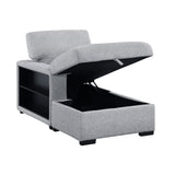 Pompano Gray Left-Side Storage Chaise with Charging Ports from Homelegance - Luna Furniture