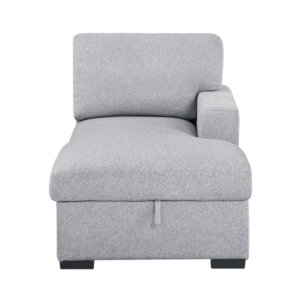 Pompano Gray Right-Side Storage Chaise with Charging Ports