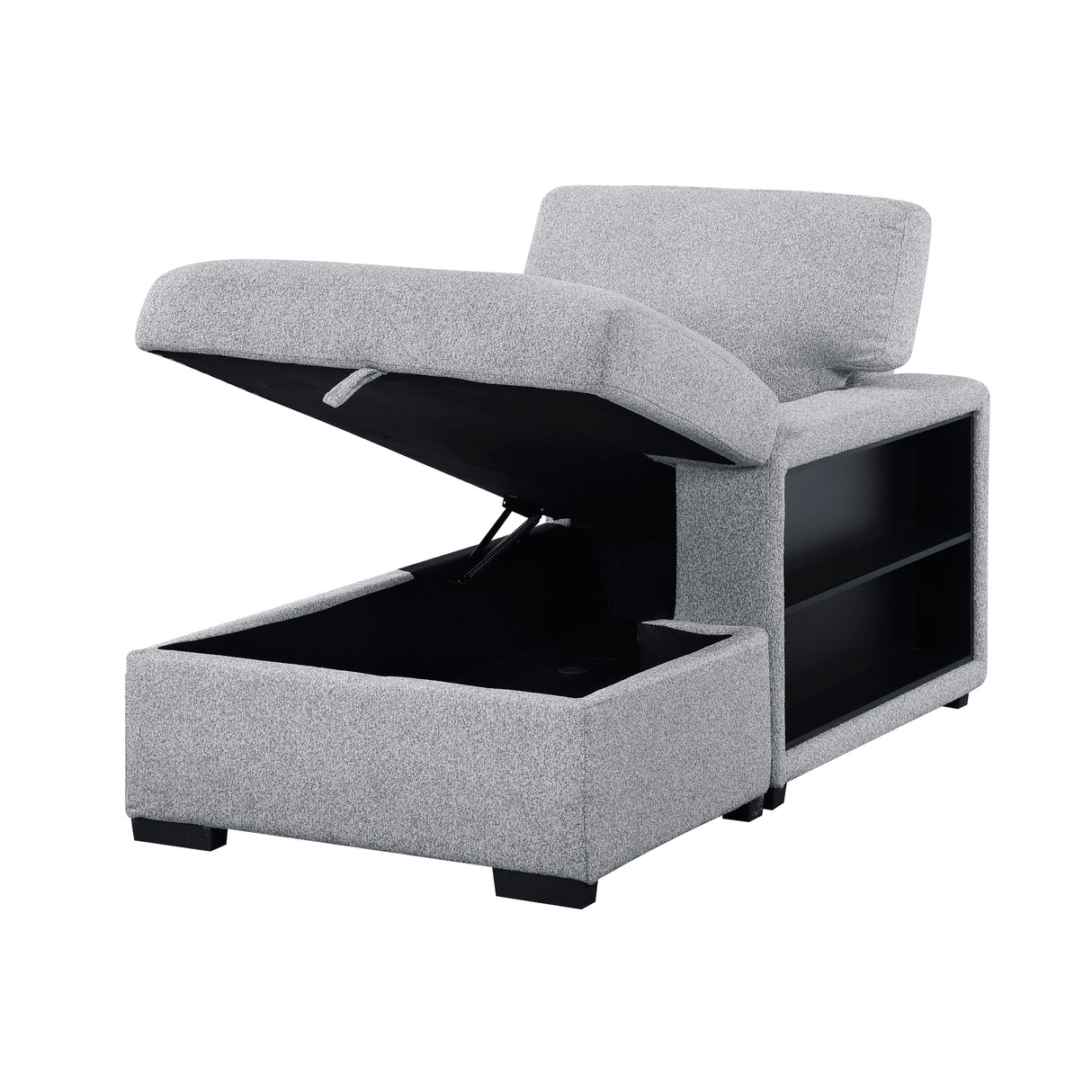 Pompano Gray Right-Side Storage Chaise with Charging Ports from Homelegance - Luna Furniture