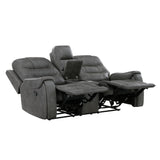 Oberon Dark Gray Double Reclining Sofa from Homelegance - Luna Furniture