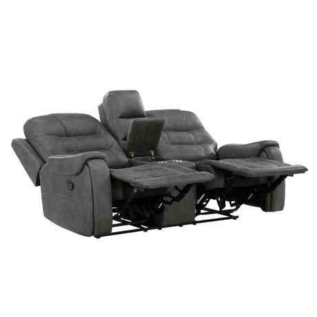 Oberon Dark Gray Double Reclining Sofa from Homelegance - Luna Furniture