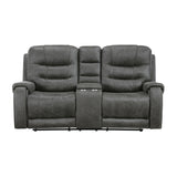 Oberon Dark Gray Double Reclining Sofa from Homelegance - Luna Furniture