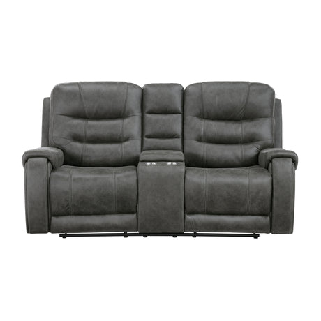 Oberon Dark Gray Double Reclining Sofa from Homelegance - Luna Furniture