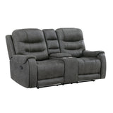 Oberon Dark Gray Double Reclining Sofa from Homelegance - Luna Furniture