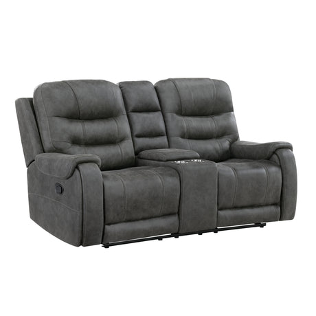 Oberon Dark Gray Double Reclining Sofa from Homelegance - Luna Furniture