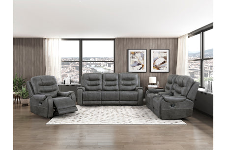 Oberon Dark Gray Double Reclining Living Room Set from Homelegance - Luna Furniture