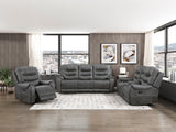 Oberon Dark Gray Double Reclining Loveseat with Center Console from Homelegance - Luna Furniture