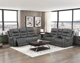 Oberon Dark Gray Double Reclining Sofa from Homelegance - Luna Furniture