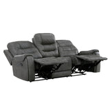 Oberon Dark Gray Double Reclining Loveseat with Center Console