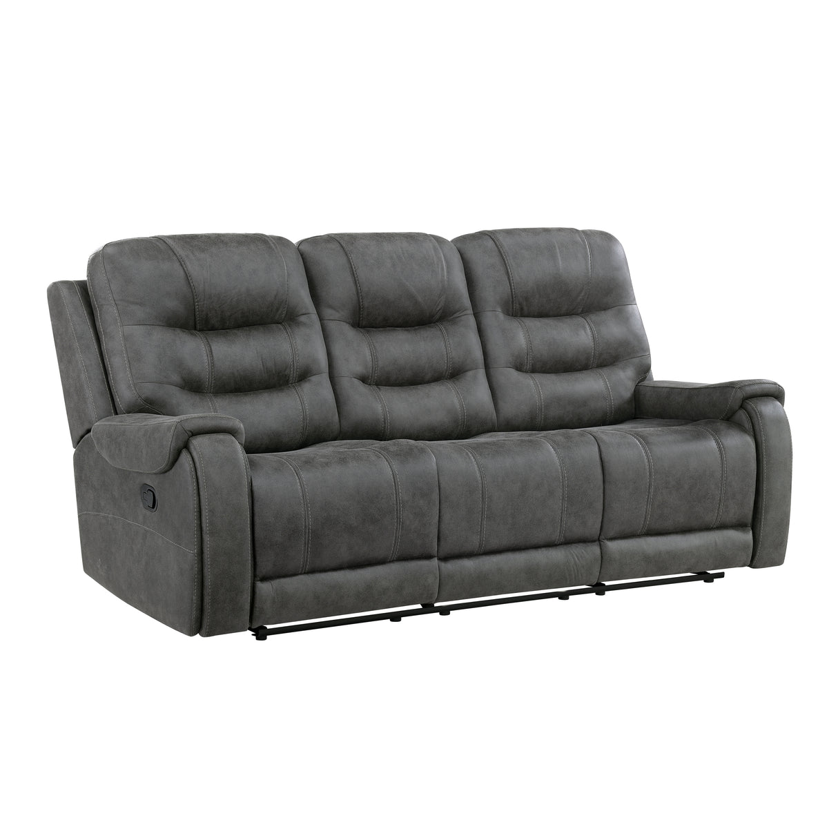 Oberon Dark Gray Double Reclining Loveseat with Center Console