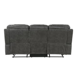 Oberon Dark Gray Double Reclining Loveseat with Center Console