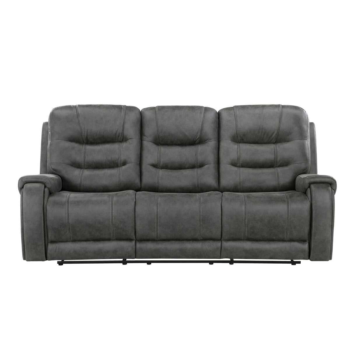 Oberon Dark Gray Double Reclining Loveseat with Center Console