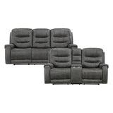 Oberon Dark Gray Double Reclining Loveseat with Center Console