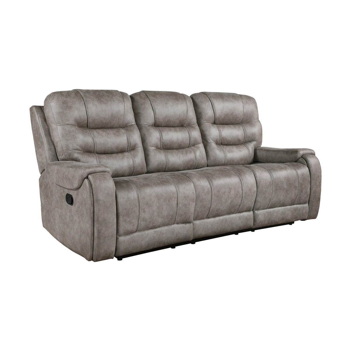 Oberon Grayish Brown Double Reclining Loveseat with Center Console from Homelegance - Luna Furniture