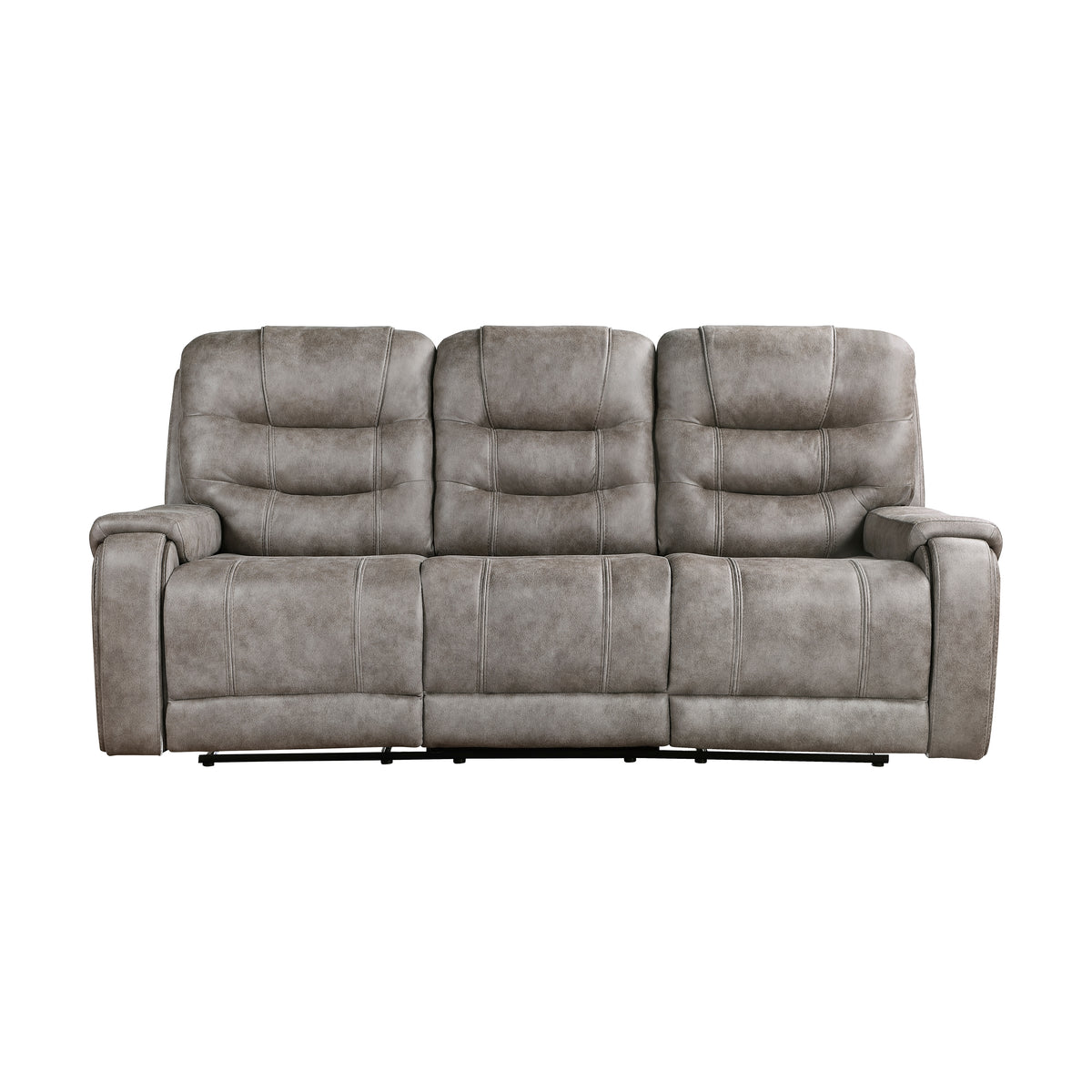 Oberon Grayish Brown Double Reclining Loveseat with Center Console from Homelegance - Luna Furniture