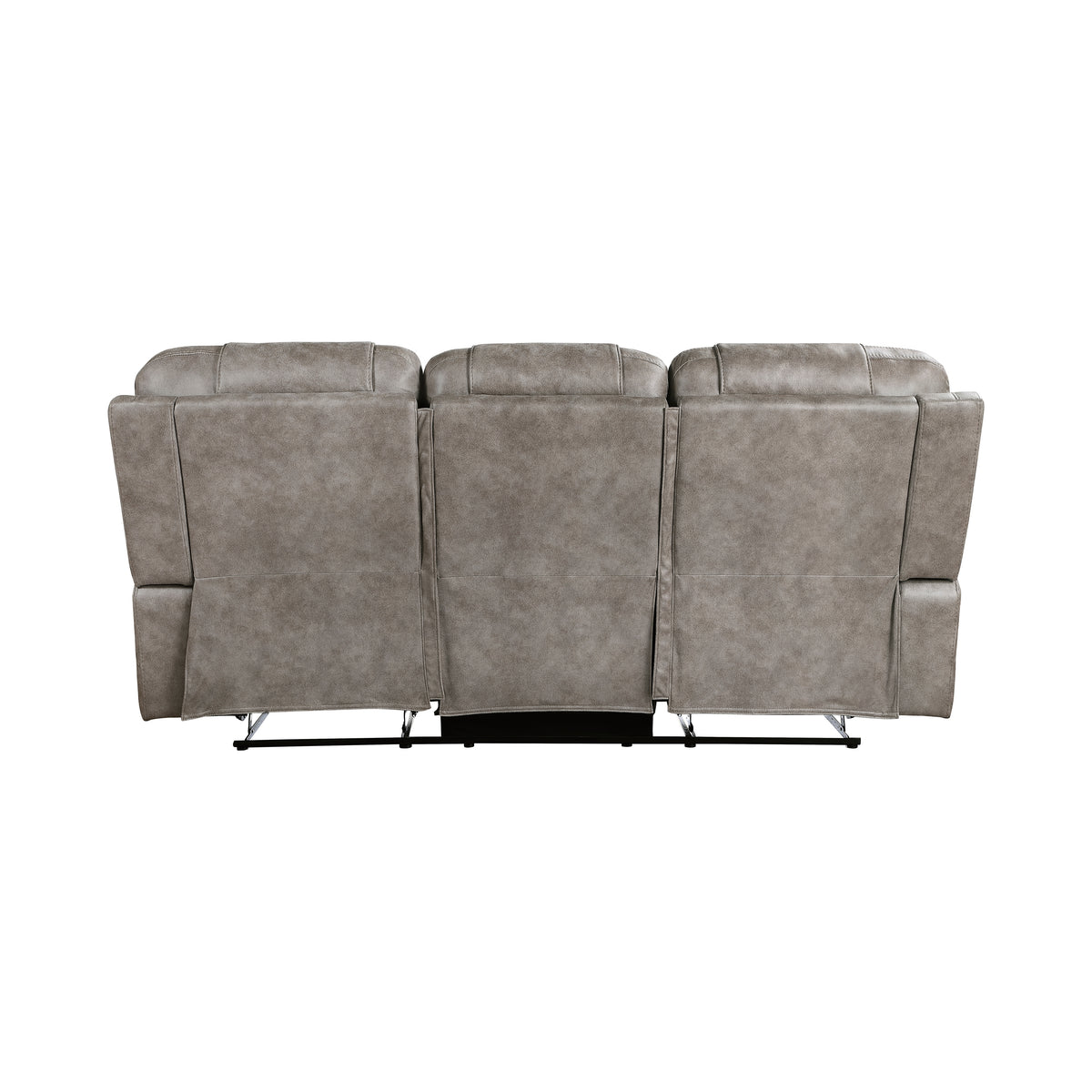 Oberon Grayish Brown Double Reclining Loveseat with Center Console from Homelegance - Luna Furniture
