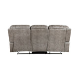 Oberon Grayish Brown Double Reclining Loveseat with Center Console from Homelegance - Luna Furniture