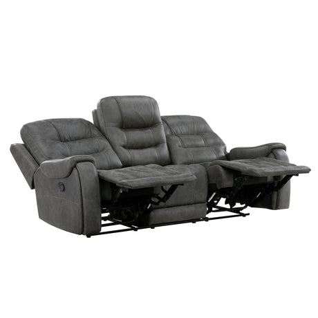 Oberon Dark Gray 2-Piece Double Reclining Set from Homelegance - Luna Furniture