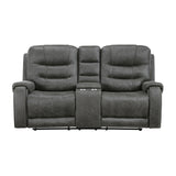 Oberon Dark Gray Double Reclining Living Room Set from Homelegance - Luna Furniture