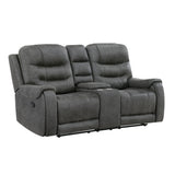 Oberon Dark Gray Double Reclining Living Room Set from Homelegance - Luna Furniture
