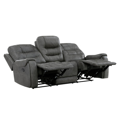 Oberon Dark Gray Double Reclining Living Room Set from Homelegance - Luna Furniture